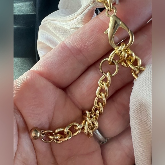 JAX Black & Pink Nude Stretchy Zip Up Dress With Gold Chain Size 10 New - Picture 6 of 16